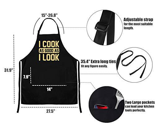 Funny Cooking Apron for Women Men Adjustable Kitchen Chef Aprons with 2 Large Pockets - Grill Parts America
