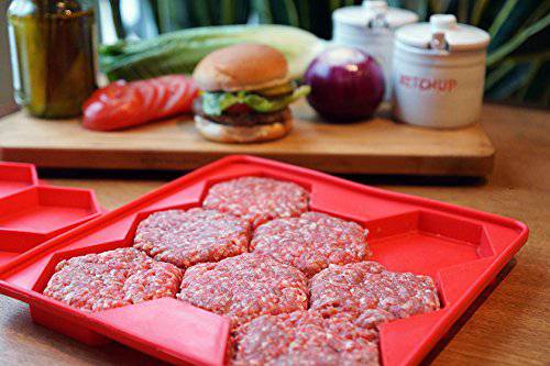 Shape+Store Burger Master 8-in-1 Innovative Burger Press, 8-Patty, Red - Grill Parts America
