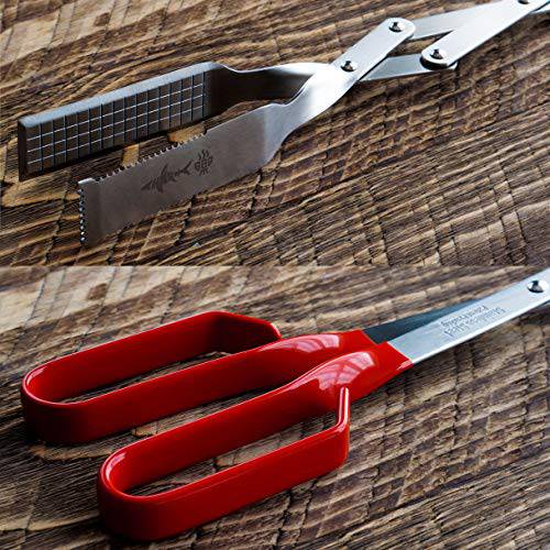 Grill Tongs - Heavy Duty Barbecue Grilling Tong w Red PVC Handle - Grill Parts America