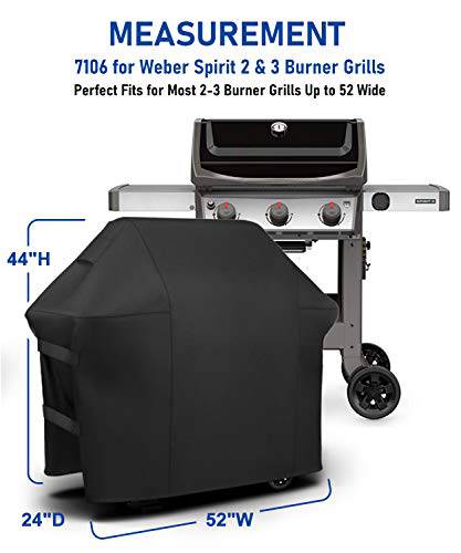 SHINESTAR 52 Inch Durable Grill Cover for Weber Spirit 2-3 Burner & Genesis Silver A/B, 7106 Upgraded Version - Grill Parts America
