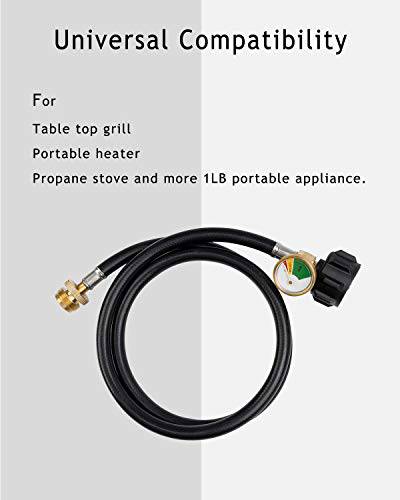 SHINESTAR 4FT Upgraded Propane Hose with Gauge for Blackstone 17/22in Griddle Converts to 5-40lb Tank - Grill Parts America