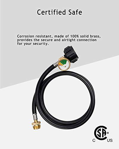 SHINESTAR 4FT Upgraded Propane Hose with Gauge for Blackstone 17/22in Griddle Converts to 5-40lb Tank - Grill Parts America