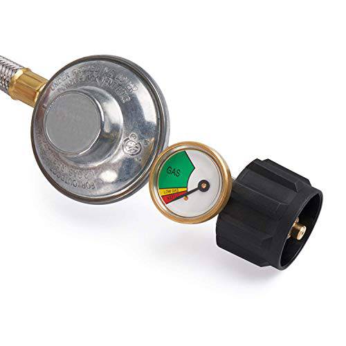 SHINESTAR 5ft Upgraded Propane Regulator Hose with Gauge, Stainless LP Gas Regulator for Burner Stove, Gas Water Heater, Forced Air Heater, Smoker, Burner Stove, Fire Pit - Grill Parts America