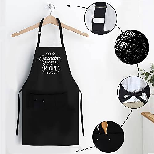 Skull Chef Your Opinion Wasn't in My Recipe Apron, Funny BBQ Grill Chef Aprons for Men, Women with 3 Pockets, Kitchen Barbecue Grilling Cooking Aprons, Unique Gifts for Daddy, Mom, Boyfriend, Friends - Grill Parts America