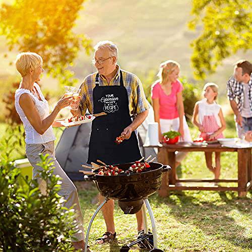 Skull Chef Your Opinion Wasn't in My Recipe Apron, Funny BBQ Grill Chef Aprons for Men, Women with 3 Pockets, Kitchen Barbecue Grilling Cooking Aprons, Unique Gifts for Daddy, Mom, Boyfriend, Friends - Grill Parts America