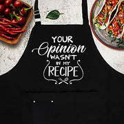 Skull Chef Your Opinion Wasn't in My Recipe Apron, Funny BBQ Grill Chef Aprons for Men, Women with 3 Pockets, Kitchen Barbecue Grilling Cooking Aprons, Unique Gifts for Daddy, Mom, Boyfriend, Friends - Grill Parts America