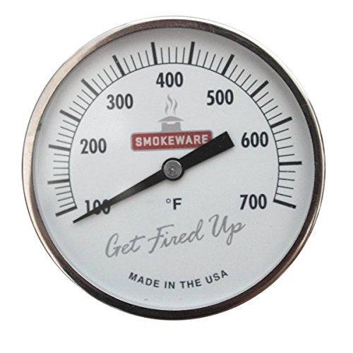 SmokeWare Temperature Gauge – 3-inch Face, 0-700°F Range, White, Replacement Thermometer for Big Green Egg Grills - Grill Parts America