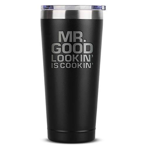Grill Gifts for Men - BBQ Gifts for Men - Mr Good Lookin' is Cookin' - 30 oz Black Tumbler w/Lid - Grill Parts America