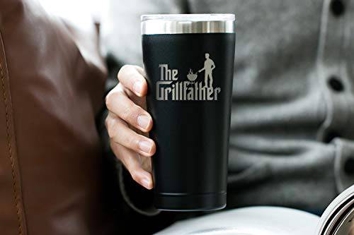 Grill Gifts for Men - BBQ Gifts for Men - The GrillFather 30 oz Black Tumbler w/Lid - Grill Parts America