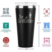 Grill Gifts for Men - BBQ Gifts for Men - The GrillFather 30 oz Black Tumbler w/Lid - Grill Parts America
