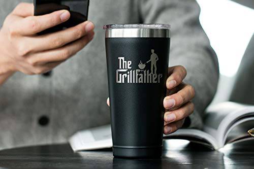 Grill Gifts for Men - BBQ Gifts for Men - The GrillFather 30 oz Black Tumbler w/Lid - Grill Parts America