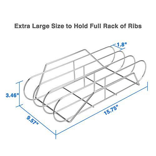 Extra Long Stainless Steel Rib Rack for Smoking and Grilling, Holds up ...