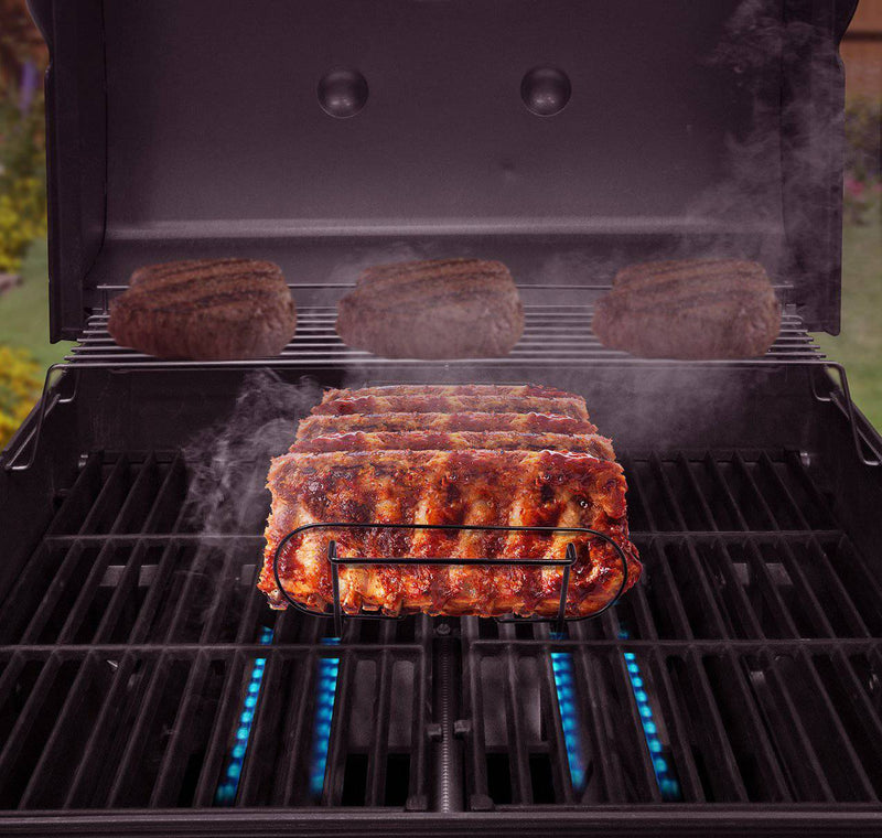 Sorbus Non-Stick Rib Rack - Porcelain Coated Steel Roasting Stand - Holds 4 Rib Racks for Grilling & Barbecuing (Black) - Grill Parts America