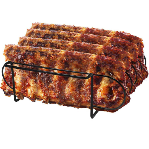 Sorbus Non-Stick Rib Rack - Porcelain Coated Steel Roasting Stand - Holds 4 Rib Racks for Grilling & Barbecuing (Black) - Grill Parts America
