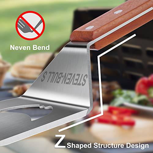 Heavy Duty BBQ Grill Tongs and Spatula for Outdoor Grill, 18 Inch Metal Grill Spatula Comes with