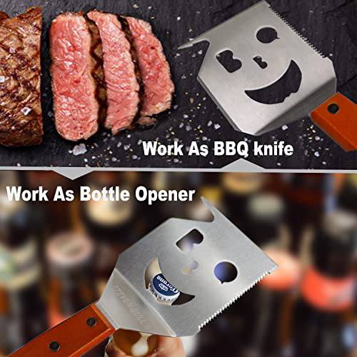 STEVEN-BULL S Grill Spatula for Outdoor Grill with Flipping Fork, 5-in-1 BBQ Spatula for Grill, 18 Inch Long Barbecue Tool - Grill Parts America