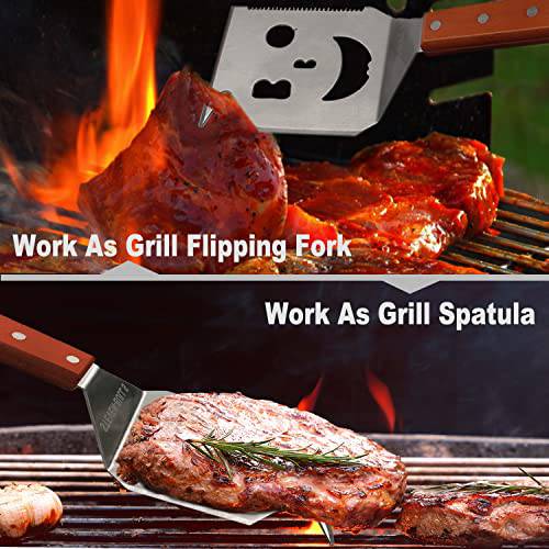 STEVEN-BULL S Grill Spatula for Outdoor Grill with Flipping Fork, 5-in-1 BBQ Spatula for Grill, 18 Inch Long Barbecue Tool - Grill Parts America