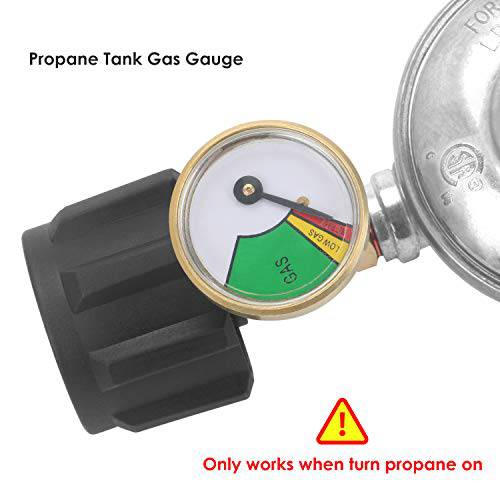 STYDDI 3 Feet Low Pressure Propane Regulator and Hose with Propane Tank Gauge, Universal QCC1 Replacement Hose with Regulator for Most LP Gas Grill, Heater and Fire Pit Table, 3/8 Female Flare Nut - Grill Parts America