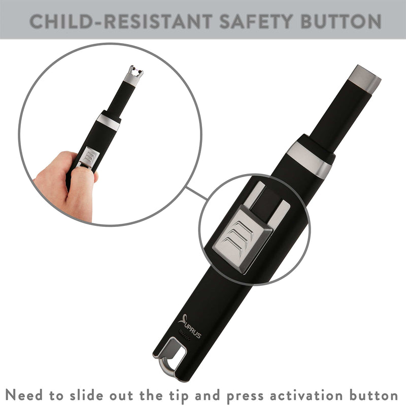 SUPRUS USB Lighter Arc Candle Lighter Coil Lighter Rechargeable Flameless Double Safety Windproof Aluminum Shell - Grill Parts America