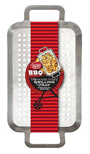 TableCraft 13.5" Stainless Steel Grilling Pan with Handles | Great for Outdoor Barbecues and Grills - Grill Parts America