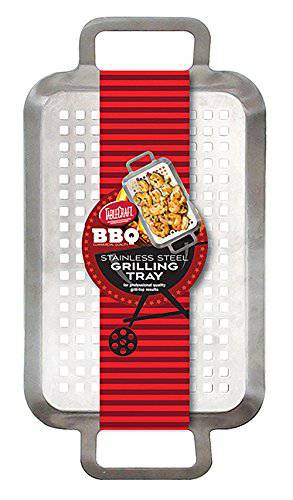 TableCraft 13.5" Stainless Steel Grilling Pan with Handles | Great for Outdoor Barbecues and Grills - Grill Parts America