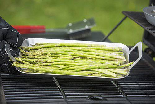 TableCraft 13.5" Stainless Steel Grilling Pan with Handles | Great for Outdoor Barbecues and Grills - Grill Parts America