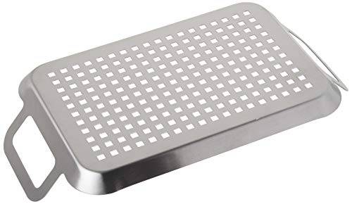 TableCraft 13.5" Stainless Steel Grilling Pan with Handles | Great for Outdoor Barbecues and Grills - Grill Parts America