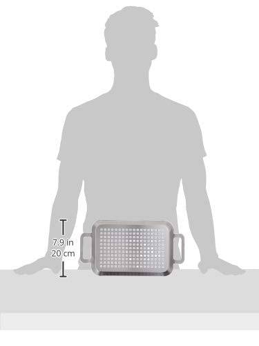 TableCraft 13.5" Stainless Steel Grilling Pan with Handles | Great for Outdoor Barbecues and Grills - Grill Parts America