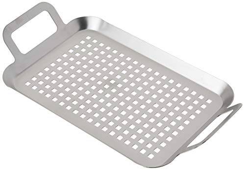 TableCraft 13.5" Stainless Steel Grilling Pan with Handles | Great for Outdoor Barbecues and Grills - Grill Parts America