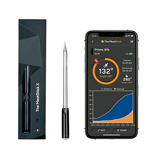 MeatStick X Set | Wireless Meat Thermometer with Bluetooth | 260ft Range | for BBQ, Kitchen, Smoker, Air Fryer, Deep Frying, Oven, Sous Vide, Grill, Rotisserie - Grill Parts America