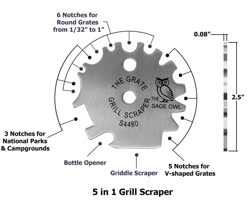 Stainless Steel BBQ Grill Scraper - Safer Than A Wire Brush for Cleaning Your Barbecue Grate - Grill Parts America
