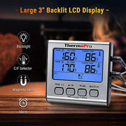 ThermoPro TP-17 Dual Probe Digital Cooking Meat Thermometer Large LCD Backlight Food Grill Thermometer - Grill Parts America
