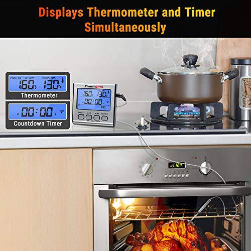 ThermoPro TP-17 Dual Probe Digital Cooking Meat Thermometer Large LCD Backlight Food Grill Thermometer - Grill Parts America