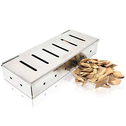 TOFTMAN BBQ Grill Smoker Box, Heavy-Duty Smoker for Wood Chips on Charcoal or Gas Grills, Grade 304 Stainless Steel with Large Vents and Hinged Lid - Grill Parts America