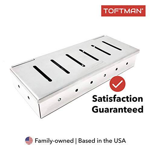 TOFTMAN BBQ Grill Smoker Box, Heavy-Duty Smoker for Wood Chips on Charcoal or Gas Grills, Grade 304 Stainless Steel with Large Vents and Hinged Lid - Grill Parts America