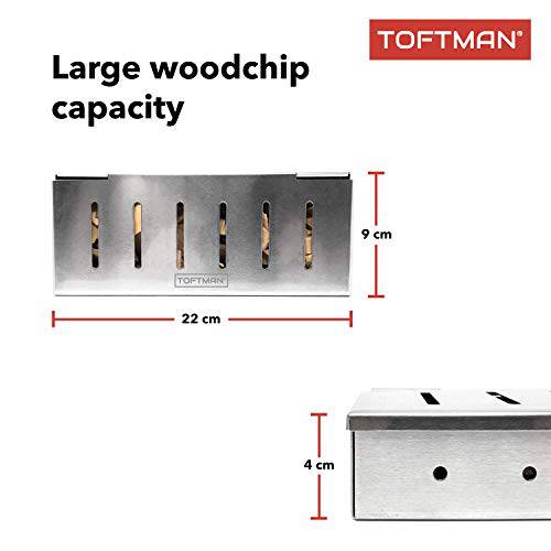 TOFTMAN BBQ Grill Smoker Box, Heavy-Duty Smoker for Wood Chips on Charcoal or Gas Grills, Grade 304 Stainless Steel with Large Vents and Hinged Lid - Grill Parts America