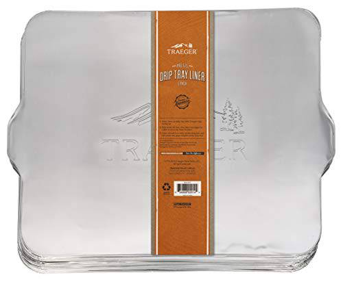 Traeger BAC507 Liner 5 Pack-PRO 575/PRO22 Grill Drip Tray, Set of 5 Disposable Aluminum Wood-Fired Cooking, Silver - Grill Parts America