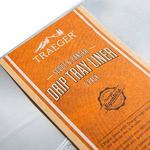 Traeger Grills BAC458 Tray Liner Grilling Drip Pan, Black, Pack of 5 - Grill Parts America