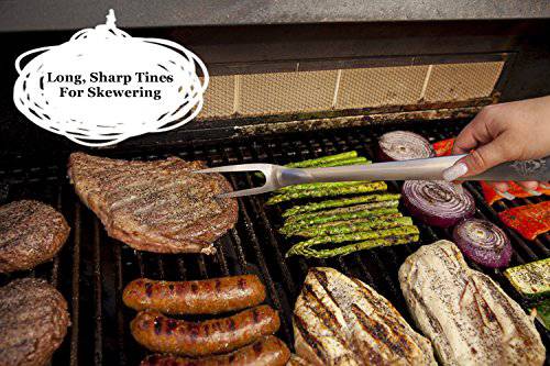 Heavy Duty BBQ Grilling Tools Set - Professional Grade 18" Long Stainless Steel 3-Piece - Grill Parts America