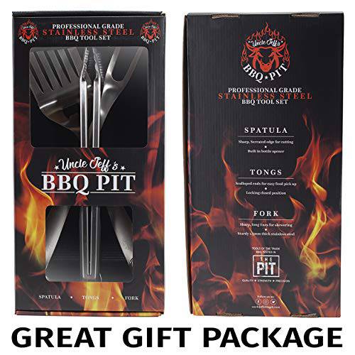 Heavy Duty BBQ Grilling Tools Set - Professional Grade 18" Long Stainless Steel 3-Piece - Grill Parts America
