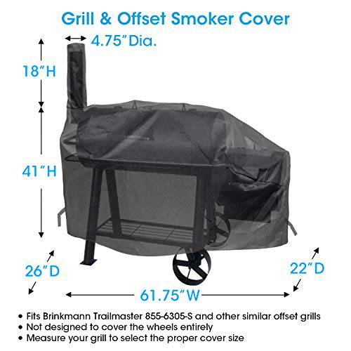 Unicook Charcoal Grill Offset Smoker Cover, Outdoor Heavy Duty Waterproof Smokestack BBQ Grill Cover - Grill Parts America