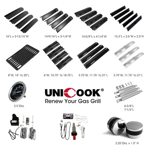 Unicook Porcelain Large Grill Heat Plate 4 Pack, 6'' Extra Width, Extends from 15.75" to 18.75" Length - Grill Parts America