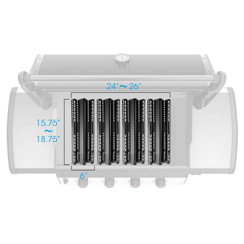 Unicook Porcelain Large Grill Heat Plate 4 Pack, 6'' Extra Width, Extends from 15.75" to 18.75" Length - Grill Parts America