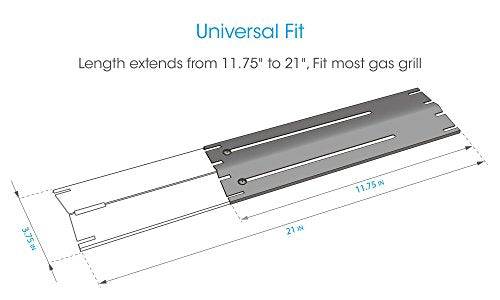 UNICOOK Universal Replacement Heavy Duty Adjustable Porcelain Steel Heat Plate Shield / Flavorizer Bar Extends from 11.75" up to 21" L, 4 Pack - Grill Parts America
