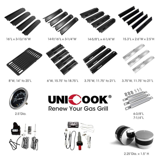 Unicook Universal Replacement Heavy Duty Adjustable Porcelain Steel Heat Plate Shield, Heat Tent, Flavorizer Bar, Burner Cover, Flame Tamer - Grill Parts America