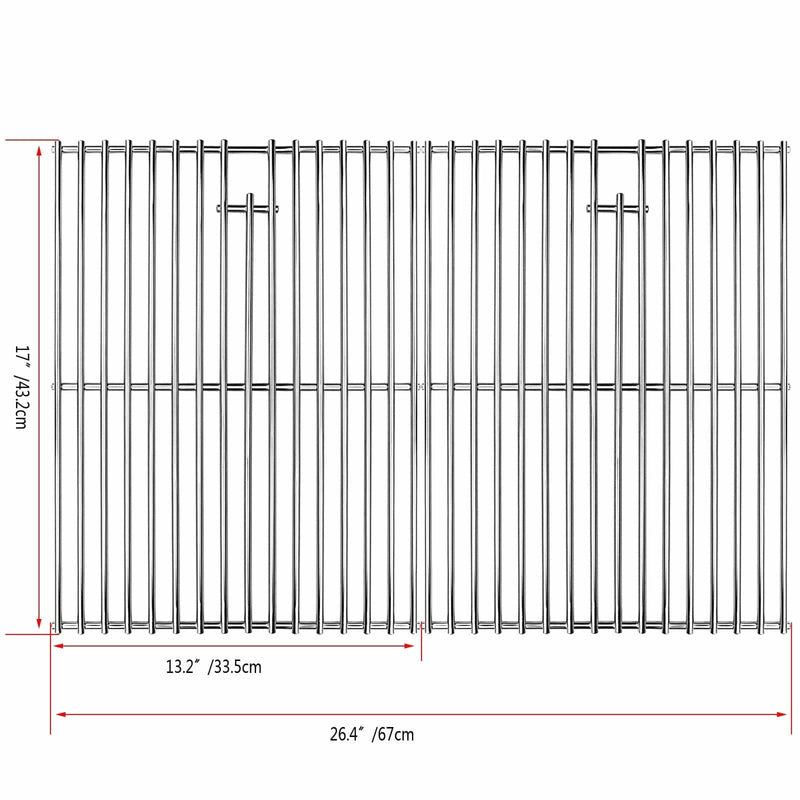 Uniflasy 17 Inches Cooking Grates for Home Depot Nexgrill 720-0830H Gas Grill, Stainless Steel Grill Cooking Grids, 2 Pack - Grill Parts America