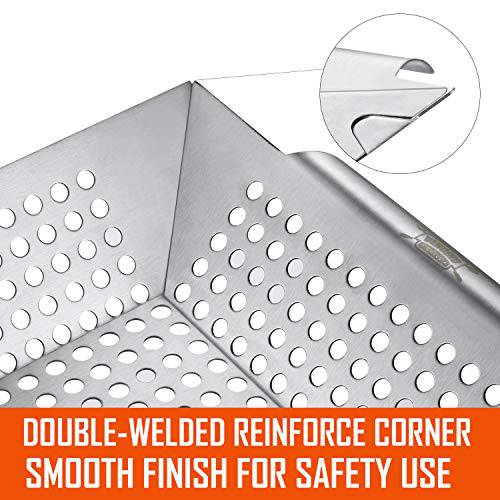 3 Pack Grill Baskets for Outdoor Grill, Heavy Duty Stainless Steel Vegetable Grill Basket - Grill Parts America