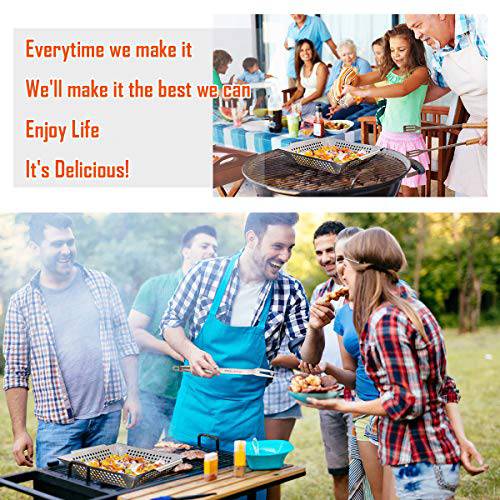 3 Pack Grill Baskets for Outdoor Grill, Heavy Duty Stainless Steel Vegetable Grill Basket - Grill Parts America