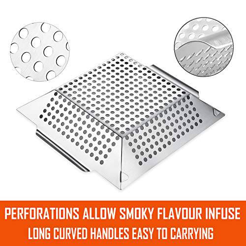 3 Pack Grill Baskets for Outdoor Grill, Heavy Duty Stainless Steel Vegetable Grill Basket - Grill Parts America