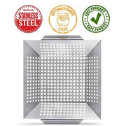 3 Pack Grill Baskets for Outdoor Grill, Heavy Duty Stainless Steel Vegetable Grill Basket - Grill Parts America
